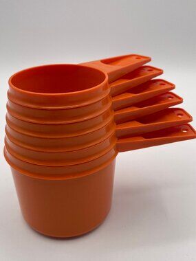 Vintage Tupperware Harvest Orange Stacking Measuring Cups-Set of 6
